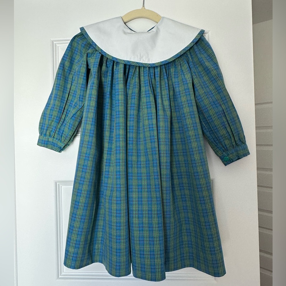 Remember Nguyen Blue/Green Plaid Dress
